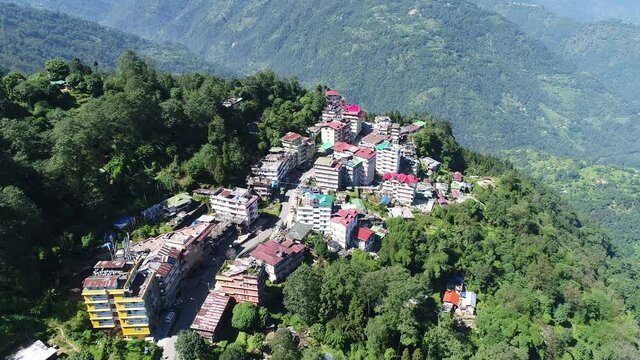 Pelling en Inde dans l' &eacute;tat du Sikkim vue du ciel