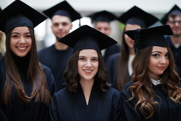 Group of diverse international graduating students celebrating