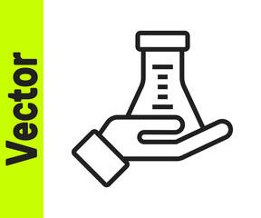 Black line Test tube and flask chemical laboratory test icon isolated on white background. Laboratory glassware sign. Vector
