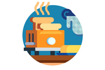Orange toaster machine on table
