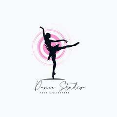 Fitness Gymnastic Logo Silhouette Vector