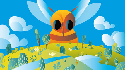 Save the bee and earth, vector concept illustration