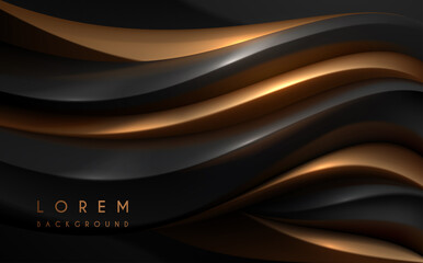 Abstract black and gold waved background