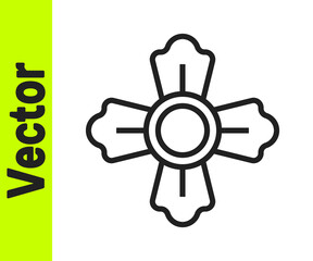 Black line Firefighter icon isolated on white background. Vector