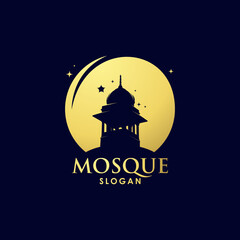 Gold mosque architecture art logo vector