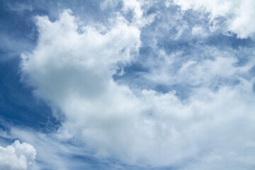 Naklejka na ściany i meble White clouds in the blue sky during the day. Roof replacement tool. Resource for designers.
