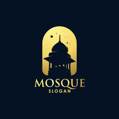Gold mosque architecture art logo vector