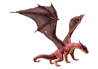 3D Rendering Fairy Tale Dragon on White