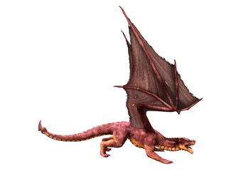 Naklejka premium 3D Rendering Fairy Tale Dragon on White