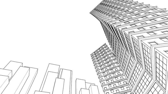 city house architectural sketch 3d rendering
