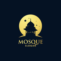 Gold mosque architecture art logo vector