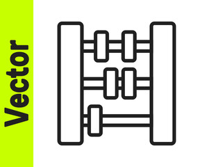 Black line Abacus icon isolated on white background. Traditional counting frame. Education sign. Mathematics school. Vector
