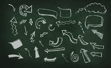 Back to school . Chalk drawing on a school board. Arrows set. Vector illustration