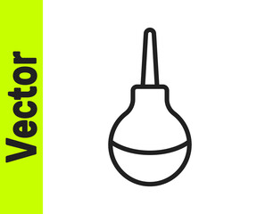 Black line Enema icon isolated on white background. Enema with a plastic tip. Medical pear. Vector