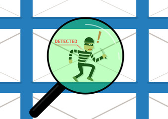 Detected malware in phishing mail, vector