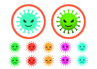 Isolated Flat Virus and Cancer on white, vector