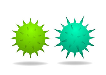 Isolated 3D Virus and Cancer cell on white, vector