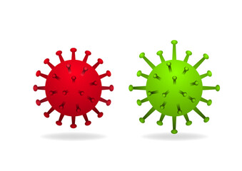 Isolated 3D Virus and Cancer cell on white, vector