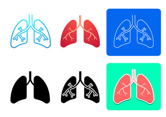 Set of lung icons and symbol in vector art design