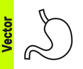 Fototapeta premium Black line Human stomach icon isolated on white background. Vector