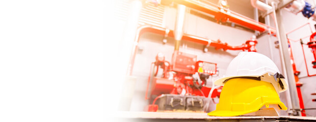 Standard construction safety equipment in control room, Construction and Safety Concept.