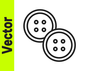 Black line Sewing button for clothes icon isolated on white background. Clothing button. Vector