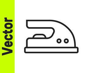Black line Electric iron icon isolated on white background. Steam iron. Vector