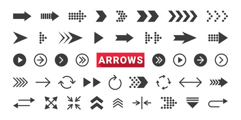 Arrows collection. Big set of Arrows Vector Icons. Different arrows icons. Vector illustration
