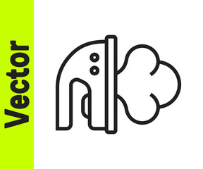 Black line Electric iron icon isolated on white background. Steam iron. Vector