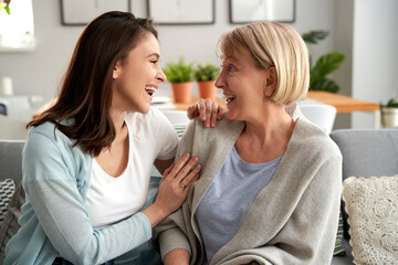 Two generation women laughing together