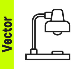 Black line Table lamp icon isolated on white background. Vector