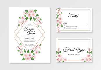 Beautiful wedding invitation template with watercolor floral
