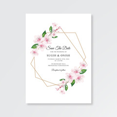 Wedding card invitation template with watercolor floral