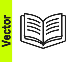 Black line Open book icon isolated on white background. Vector