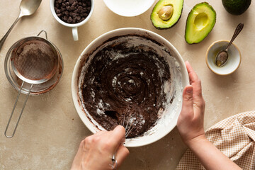 Avocado healthy chocolate brownie gluten and sugar free. Step by step recipe. Cooking healthy...