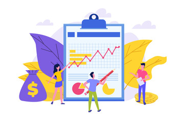 Fototapeta premium Money stories. Financial management concept. Financial examiner. Vector illustration.