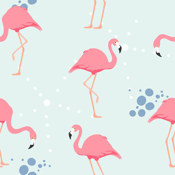 Tropical seamless flamingo pattern.