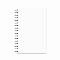Metal spiral vector blank notebook isolated on white backgound.