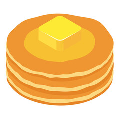 Stack of pancakes isolated on white background