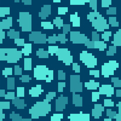 Green line Coffin with christian cross icon isolated seamless pattern on blue background. Happy Halloween party. Vector