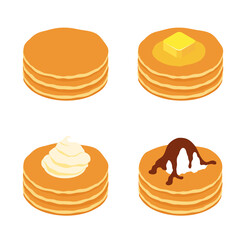 Stack of pancakes with different toppings