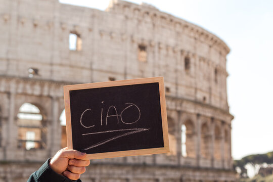 Ciao word written in italian. Greeting in italian