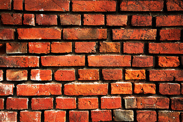 old red brick wall rough texture background 