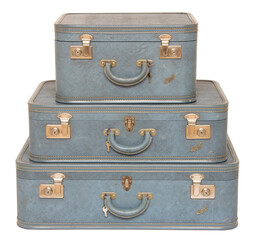 Set of Blue Vintage Suitcases