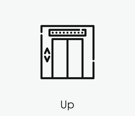 Up vector icon.  Editable stroke. Linear style sign for use on web design and mobile apps, logo. Symbol illustration. Pixel vector graphics - Vector