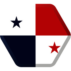 Flag of  Panama hexagonal icon with smoothed corners, shadows and lights