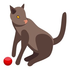 Brown playful cat icon. Isometric of Brown playful cat vector icon for web design isolated on white background