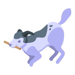 Wood stick playful dog icon. Isometric of Wood stick playful dog vector icon for web design isolated on white background