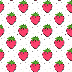 Seamless pattern of fresh strawberries