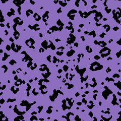 Abstract modern leopard seamless pattern. Animals trendy background. Purple and black decorative vector stock illustration for print, card, postcard, fabric, textile. Modern ornament of stylized skin